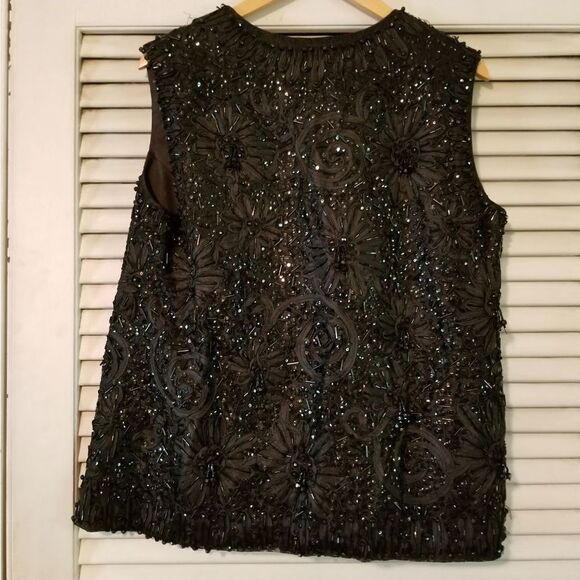 VintageHarzfeld's Kansas City Black Beaded Vest - Picture 9 of 10